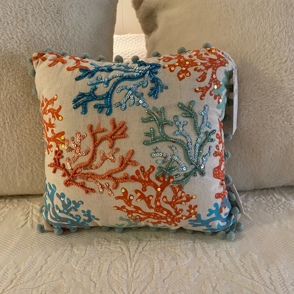 Coastal collection beautiful sparkly throw pillow